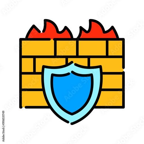 firewall color line icon.