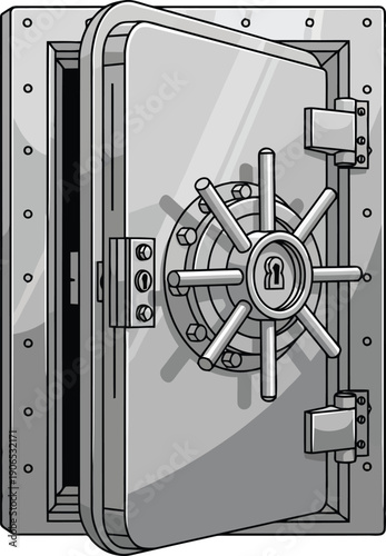 Secure Silver Vault Door with Advanced Lock Mechanism for Safety and Protection