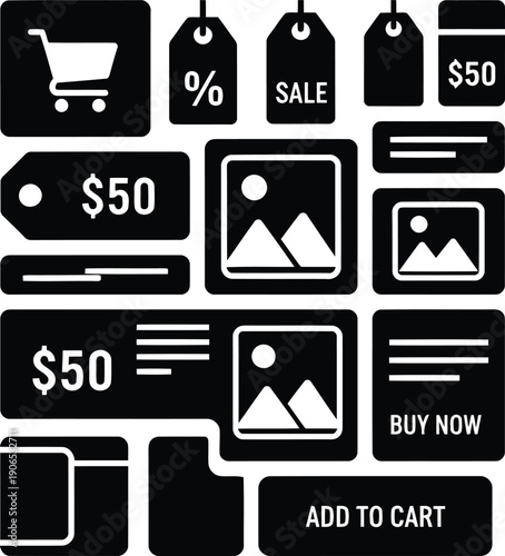 Black Friday Sale Labels and Price Tags for E-commerce Shopping