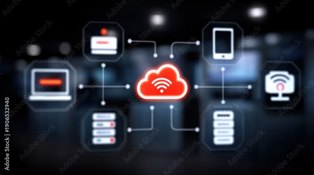 Naklejka premium Enterprise technology resilience comes from systems integration across platforms, backed by robust infrastructure, security maturity, and innovation culture