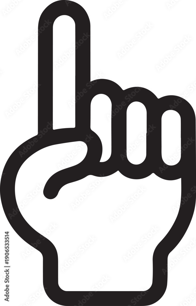 Fototapeta premium Point Up Index Finger Gesture and Number One Directional Instruction Icon