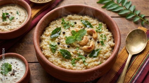 Delicious Indian savory millet dish with fresh herbs and spices
