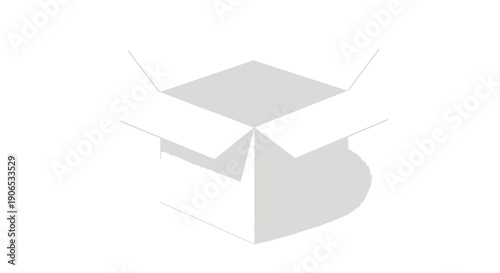 An open white cardboard box displayed on a plain background