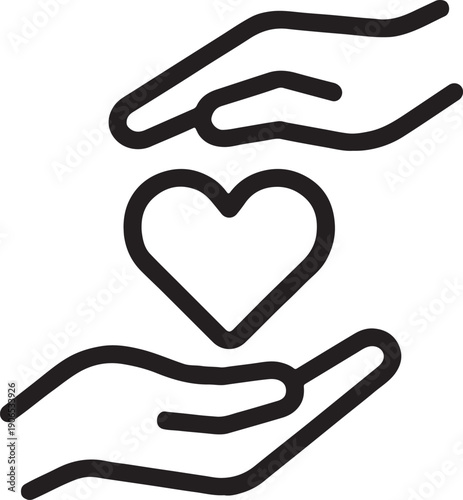 Compassionate Protection and Hands Cradling Heart Charity Support Icon