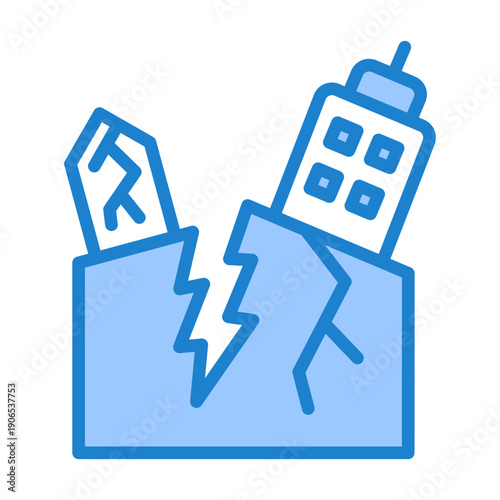 Earthquake Icon - Blue Style