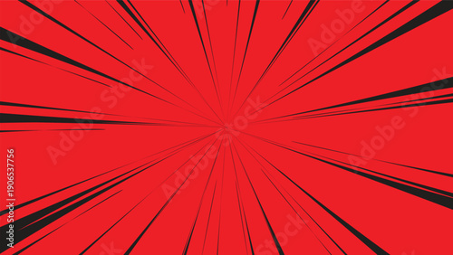 black comic exploding lines on red background