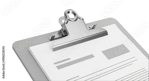 Clipboard with documents and metal clip
