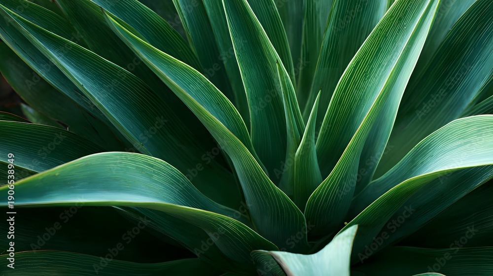Obraz premium Close-up of vibrant green agave plant leaves showcasing natural beauty and texture.