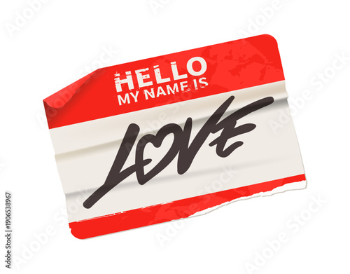 Realistic Name Tag with Love Lettering