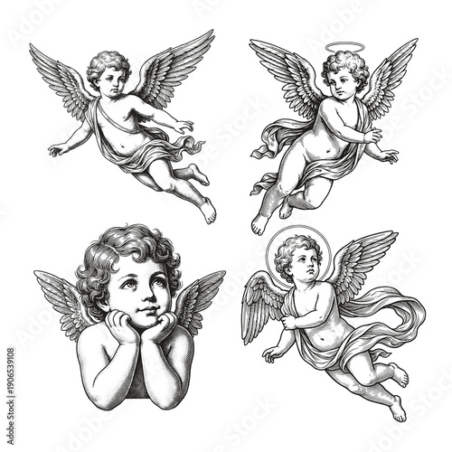 Collection of Vintage Cupids Vector Illustrations