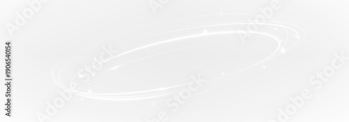 White neon ring glow effect - abstract light speed lines, glowing round frame and futuristic motion ellipse.overlay	