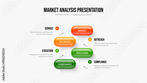 Company Plan Slideshow Design Vector Illustration. Creative Showcase Four Element Infographic Frame Layout. Advertising Growth 4 Step Diagram Slide Template.
