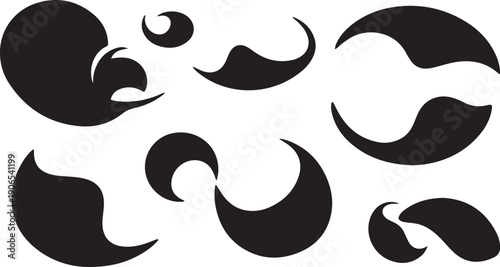 Collection of various black mustache shapes and designs