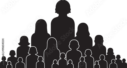 Diverse Group of People Silhouettes in White Background Illustration