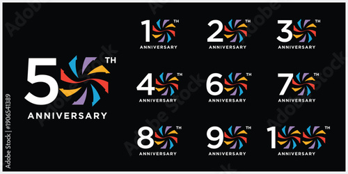Collection of abstract anniversary logo design. Celebration day special vector symbol icon concept