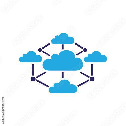 Decentralized cloud network nodes showing complex data structure and interconnected web services