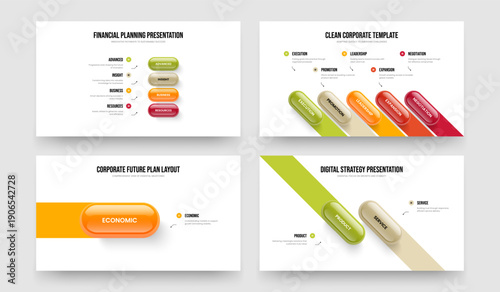 Professional Campaign Four Five One Two Option Infographic Presentation Template Vector Illustration Collection. Enterprise Portfolio 4 5 1 2 Step Diagram Slideshow Design Bundle.