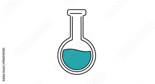 Minimalist Illustration of a Laboratory Flask Containing Blue Liquid in a Science Context