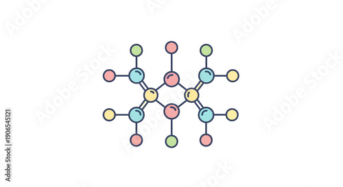 Molecular structure illustration depicting interconnected atoms and chemical bonds on white