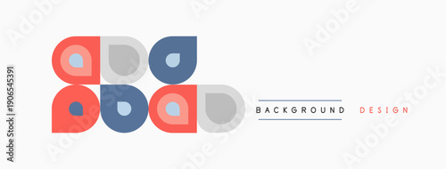 Abstract geometric shapes, coral, blue, gray. Minimalist design element over light background. Simple pattern, clean aesthetic.