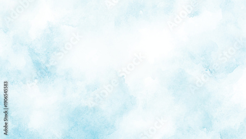 Abstract blue winter watercolor background. Sky pattern with snow. Light blue watercolour paper texture background. Vector water color design