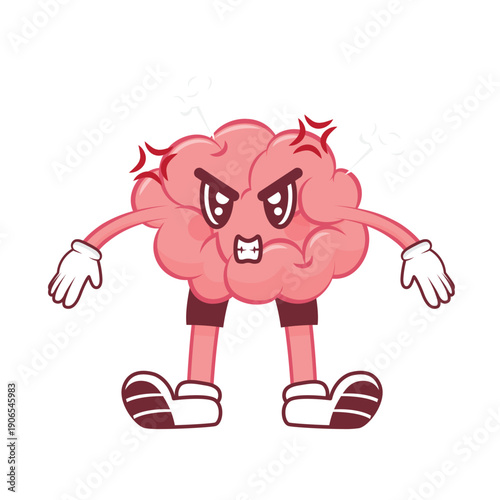 Funny Brain Mascot with Expressions