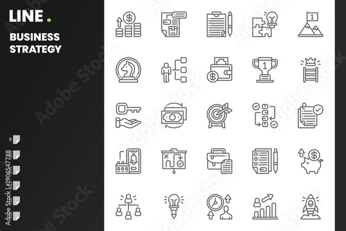 Business Strategy Icon pack for your website, mobile, presentation, and logo design. Business Strategy Icon outline design. Vector graphics illustration and editable stroke.