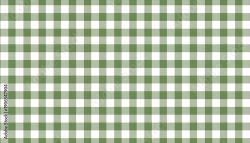 A green and white gingham fabric pattern with a classic check design