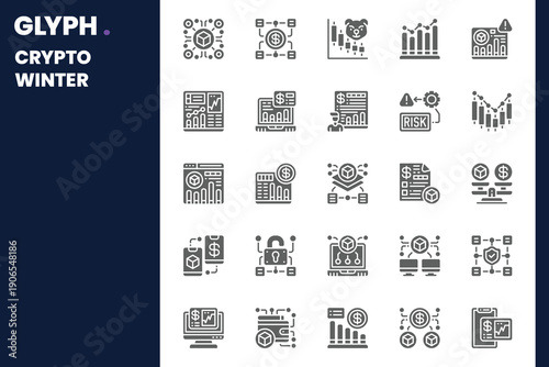 Crypto Winter Icon pack for your website, mobile, presentation, and logo design. Crypto Winter Icon solid design. Vector graphics illustration and editable stroke.