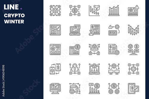 Crypto Winter Icon pack for your website, mobile, presentation, and logo design. Crypto Winter Icon outline design. Vector graphics illustration and editable stroke.