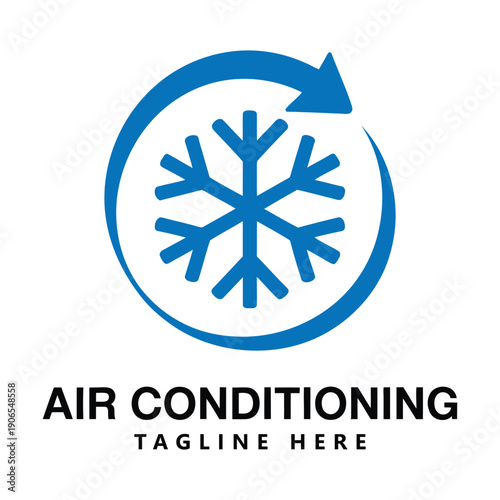 Air conditioning symbol with snowflake and circular arrow logo template icon