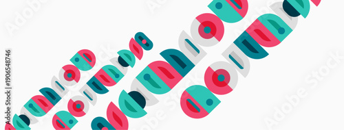 Colorful oval shapes repeat diagonally across white background. Geometric pattern creates playful, modern visual texture.