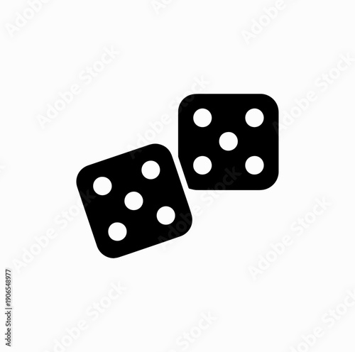 Dice Icon Black Silhouette Isolated on White