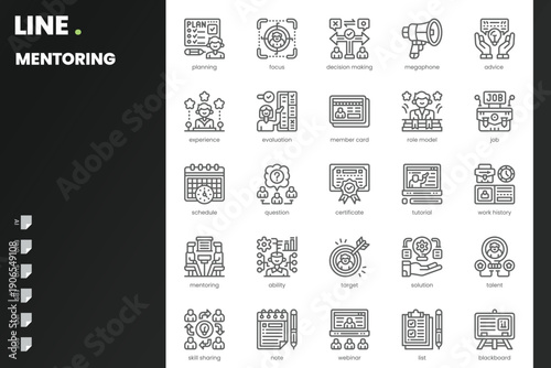 Mentoring Icon pack for your website, mobile, presentation, and logo design. Mentoring Icon outline design. Vector graphics illustration and editable stroke.