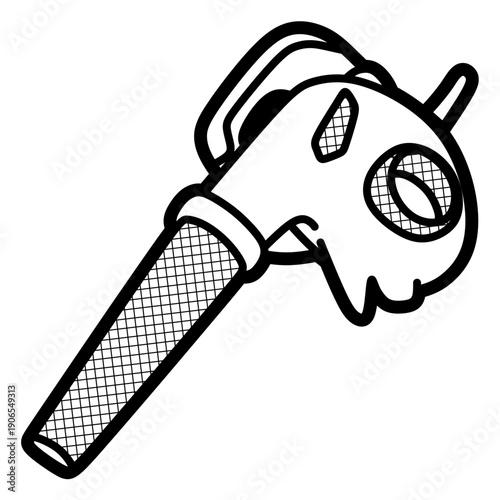 black and white dust blower line art, editable lines