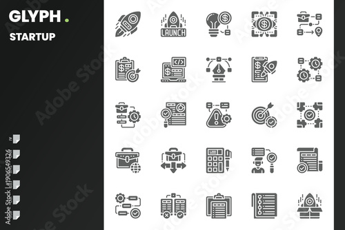 Startup Icon pack for your website, mobile, presentation, and logo design. Startup Icon solid design. Vector graphics illustration and editable stroke.