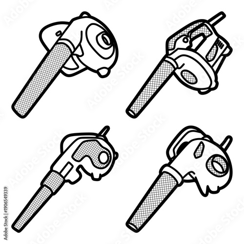 four simple dust blower vectors, editable lines