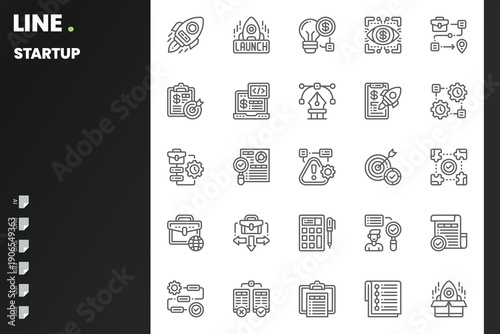 Startup Icon pack for your website, mobile, presentation, and logo design. Startup Icon outline design. Vector graphics illustration and editable stroke.