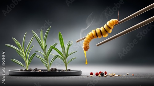 Wallpaper Mural Innovative cooking technique using edible insects and herbs for a unique culinary experience Torontodigital.ca