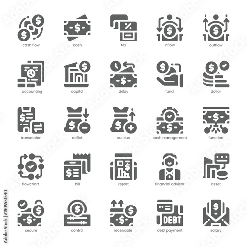 Cash Flow Icon pack for your website, mobile, presentation, and logo design. Cash Flow Icon solid design. Vector graphics illustration and editable stroke.