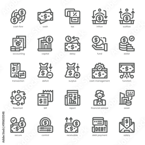 Cash Flow Icon pack for your website, mobile, presentation, and logo design. Cash Flow Icon outline design. Vector graphics illustration and editable stroke.