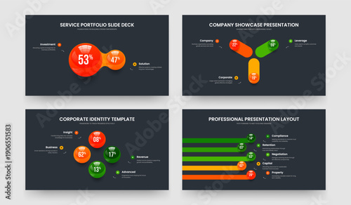 Sales Forecast 2 3 4 5 Element Infographic Slideshow Design Bundle. Product Review Two Three Four Five Step Chart Presentation Template Vector Illustration Collection.