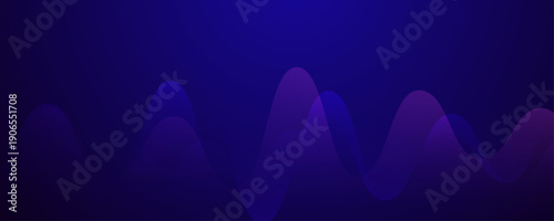 Abstract soft translucent purple fluid waves on dark blue background