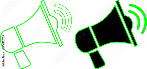 Sunny Yellow Megaphone Icons: Vector Illustrations for Positive Announcements and Public Attention