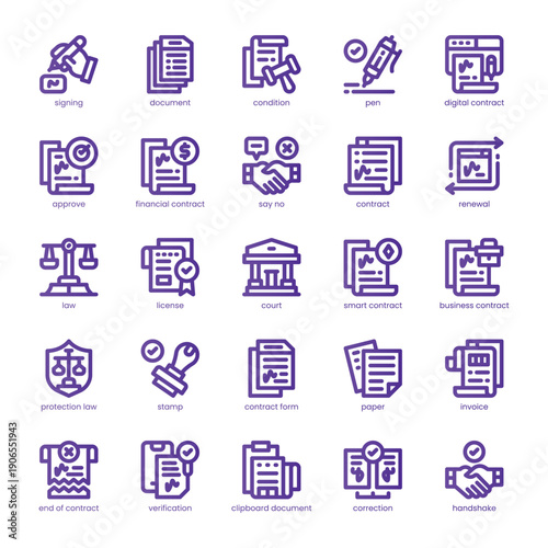 Contract Signing Icon pack for your website, mobile, presentation, and logo design. Contract Signing Icon line basic color design. Vector graphics illustration and editable stroke.