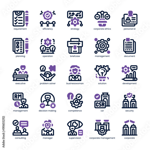 Corporate Management Icon pack for your website, mobile, presentation, and logo design. Corporate Management Icon dual tone design. Vector graphics illustration and editable stroke.