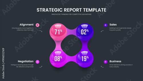 Creative Overview 4 Step Graph Slideshow Layout. Minimalist Profile Slide Template Vector Illustration. Simple Planning Four Element Infographic Frame Design.