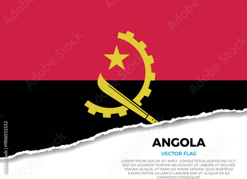 Flag of Angola. Creative Torn Paper Edge Effect on transparent background