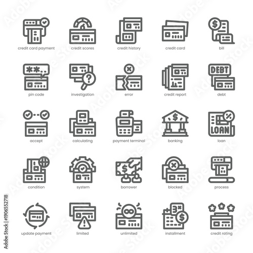 Credit Score Icon pack for your website, mobile, presentation, and logo design. Credit Score Icon outline design. Vector graphics illustration and editable stroke.