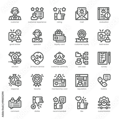 Customer Experience Icon pack for your website, mobile, presentation, and logo design. Customer Experience Icon outline design. Vector graphics illustration and editable stroke.